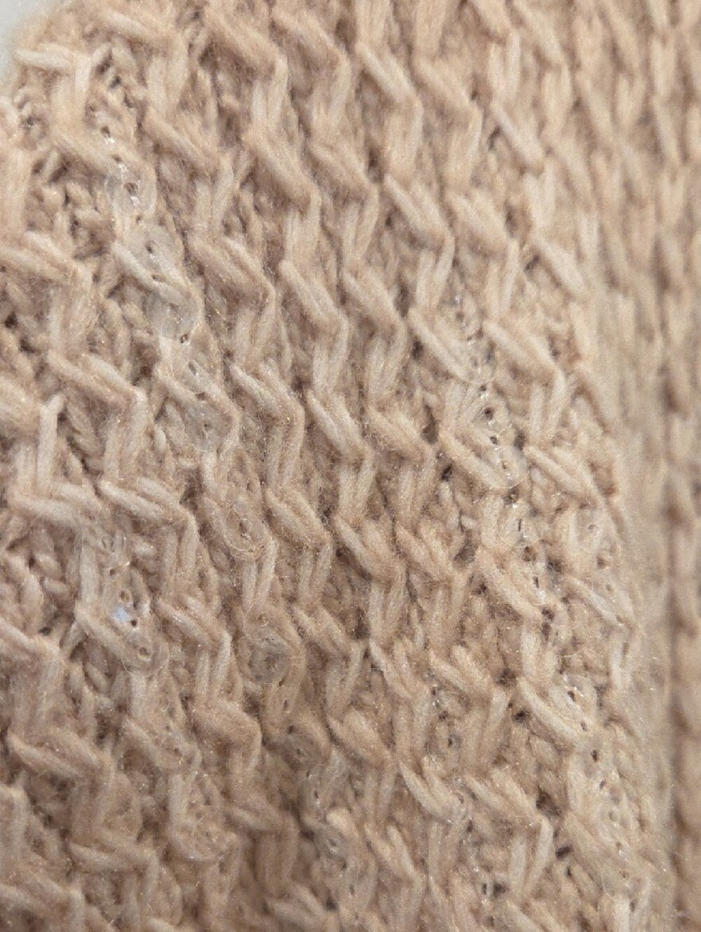 Nine West Beige V-Neck Chunky Knit Sweater With Shimmer Sequin - Picture 5 of 6